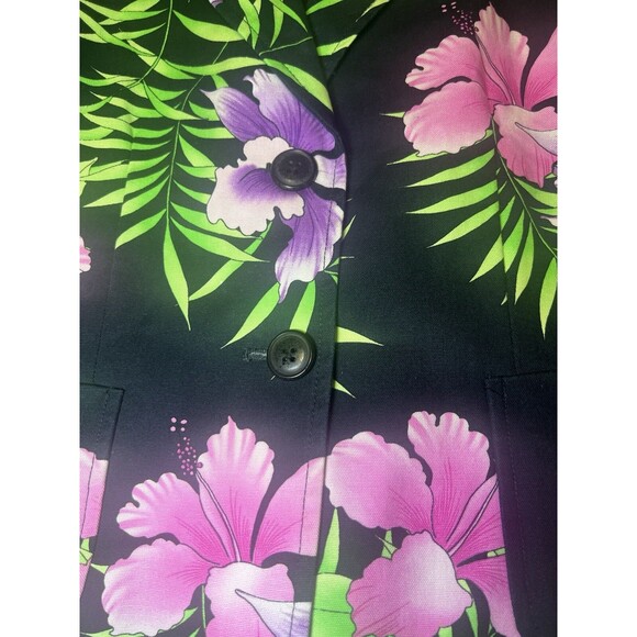 Rafaella Blazer‎ Womens Size 6 Black Floral Button Boho Career Office Preppy - Picture 4 of 10